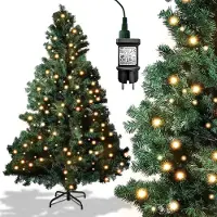 TolleTour 120 Sapin de Noël artificiel avec 340 pointes d'aiguilles en PVC, 150 lampes LED blanc chaud & support métallique, sapin, arbre de Noël