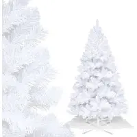 Yakimz Arbre de Noël artificiel, Sapin avec support, Arbre de Noël artificiel système de pliage, Sapin de Noël 300 pointes aiguilles PVC, blanc, 150cm