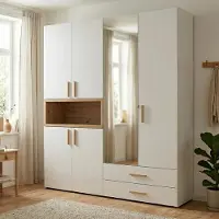 Dmora Merlino - Grande armoire, 179x227h cm Blanc, 4 étagères