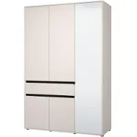 Dmora Ilbono - Armoire 3 portes, 138x55 cm blanc, 5 étagères