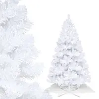TolleTour Sapin de Noël 150 cm avec support en métal pour arbre de Noël Montage facile pour mariage, Noël, chambre à coucher Noël,Blanc