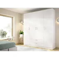 Dmora Colin - Grande Armoire, 200x215h cm Blanc, 2 Tiroirs