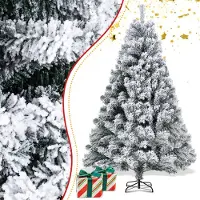 Jayseuw 180cm Arbre de Noël artificiel Sapin blanc Flocons de neige pour décoration de Noël