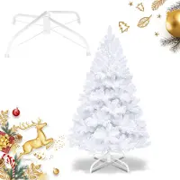 HENGDA Arbre de Noël artificiel 150cm, Sapin avec support métallique, Arbre de Noël 488 pointes aiguilles PVC, Arbre artificiel Noël système de pliage blanc