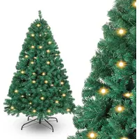 Jayseuw Sapin de Noël artificiel 120cm Sapin artificiel avec éclairage LED Sapin pour décoration de Noël