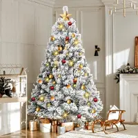 Vigevee Arbre de Noël artificiel avec effet de neige, branches automatiques et support en métal pliable, sapin en PVC dense, réutilisable, 180 cm