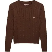 Superdry Femme Pull en Maille Torsadée Essentials SD &amp; CO Brown Taille: 34