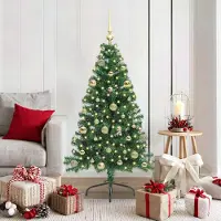 vidaXL Simple Arbre de Noël artificiel pré-éclairé Vert 150 cm PVC - Arbres de Noël artificiels FR5326582 2parcel
