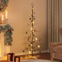 vidaXL Best Möbel Sapin de Noël en métal avec support en bois noir 180 cm - Sapins de Noël artificiels Cloris Nouveau8522257 1parcel