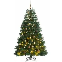 Syfax Arbre de Noël artificiel pliable 300 LEDs & boules 210 cm