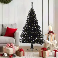vidaXL Design New Arbre de Noël artificiel pré-éclairé Noir 150 cm PVC - Arbres de Noël artificiels Meubles2025 CHY9921472 2parcel