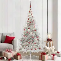 vidaXL 2025 cloris Arbre de Noël artificiel pré-éclairé argent 210 cm PET - Arbres de Noël artificiels Sale4004714 2parcel