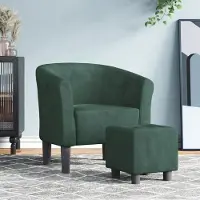 vidaXL Fauteuil club pratique avec repose-pieds Vert foncé Velours - Fauteuil TV & Relax ,meubles design 6983466 1parcel