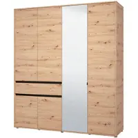 Dmora Rifreddo - Grande armoire, 183x211h cm Brun chêne noueux, 4 étagères