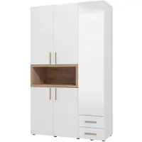 Dmora Pianezze - Armoire 3 portes, 135x56 cm blanche, penderie