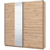 Dmora Siri - Grande armoire, 195x218h cm Chêne noueux brun, penderie
