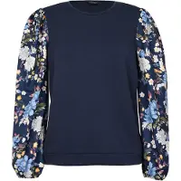 Anna field Chemisier bleu foncé / jaune / olive / blanc