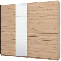 Dmora Peio - Grande armoire, 245x218h cm Chêne noueux marron, penderie