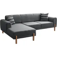 AEA Elegantes Ecksofa in modernem Anthrazit auf stabilen Holzbeinen