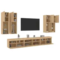 vidaXL Meuble TV 7 pièces avec lampes LED Chêne Sonoma