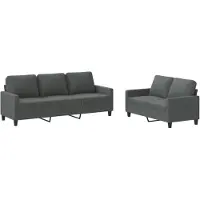 vidaXL Ensemble de canapés 2 pièces avec coussins Tissu gris foncé
