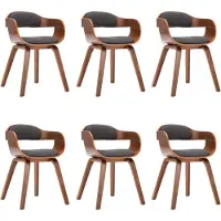 vidaXL Chaises de salle à manger 6 pcs. Tissu gris foncé et bois courbé