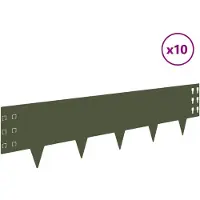 vidaXL Bordure de jardin, 10 pièces, 100 x 25 cm, acier, vert olive