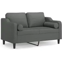 vidaXL Canapé 2 places avec oreillers gris foncé 120 cm tissu