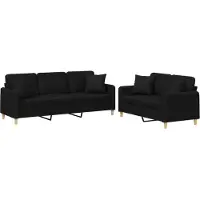 vidaXL Ensemble de canapés 2 pièces avec coussins Tissu noir