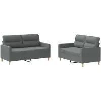 vidaXL Ensemble de canapés 2 pièces avec coussins Tissu gris foncé