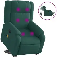 vidaXL Fauteuil de massage électrique avec releveur Tissu vert foncé