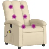 vidaXL Fauteuil de massage Crème Tissu