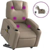 vidaXL Fauteuil de massage avec releveur électrique Cappuccino similicuir