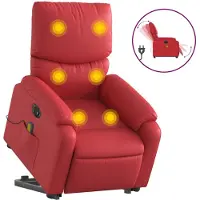 vidaXL Fauteuil de massage avec releveur électrique rouge similicuir