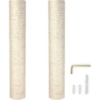 Markenlos Sisal naturel de remplacement Arbre à chat - 15,7 pouces - Pack de 2 - Barres de recharge - Blanc - Vis incluses