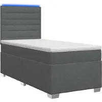 vidaXL Lit boxspring avec matelas gris foncé 90 x 190 cm Tissu