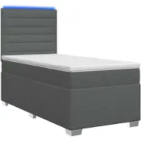 vidaXL Lit boxspring avec matelas gris foncé 100 x 200 cm Tissu
