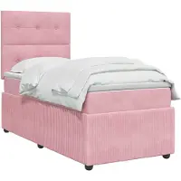 vidaXL Lit boxspring avec matelas avec tête de lit rose 90 x 190 cm velours