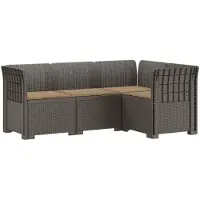 vidaXL : Canapé de jardin pour 4 personnes avec coussins, imitation rotin, plastique PP, gris clair