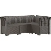 vidaXL : Canapé de jardin pour 4 personnes, imitation rotin, plastique PP, gris clair
