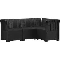 vidaXL : Canapé de jardin pour 4 personnes, imitation rotin, plastique PP, anthracite