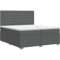 Syfax Lit boxspring avec matelas gris foncé 200 x 200 cm tissu