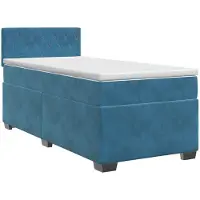 Syfax Lit boxspring avec matelas bleu foncé 100 x 200 cm velours