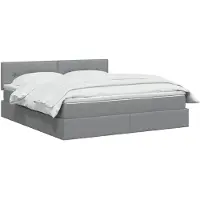 vidaXL Lit coffre à LED avec matelas, gris clair, 140 x 200 cm, tissu