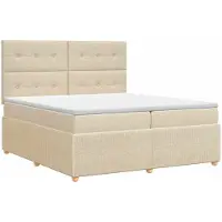 Syfax Lit Boxspring avec matelas Crème 200 x 200 cm Tissu