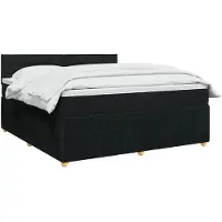 vidaXL Lit boxspring avec matelas noir 180 x 200 cm Tissu