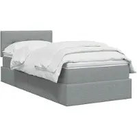 vidaXL Lit coffre à LED avec matelas, gris clair, 90 x 200 cm, tissu