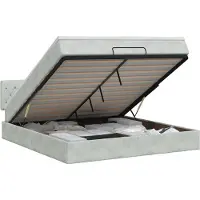 vidaXL Coffre de lit avec matelas, gris clair, 160 x 200 cm, revêtement en velours