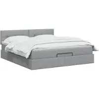 vidaXL Coffre de lit avec matelas et éclairage LED, gris clair, 140 x 190 cm, tissu