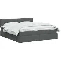 vidaXL Lit coffre à LED avec matelas, gris foncé, 160 x 200 cm, tissu